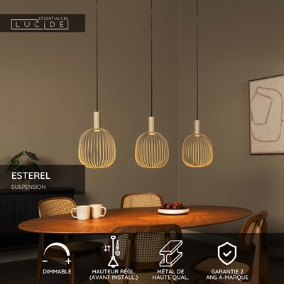 Lucide ESTEREL - Suspension - 3xGU10 (MR11) - Taupe | Essential